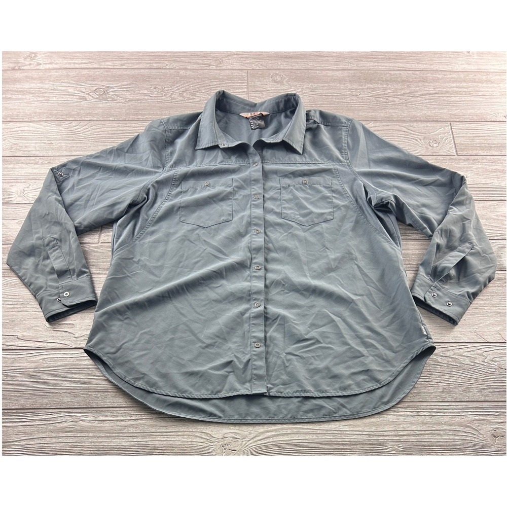 5.11 Tactical Womens XL Gray Blue Long Sleeve Button Down Utility Shirt 1757